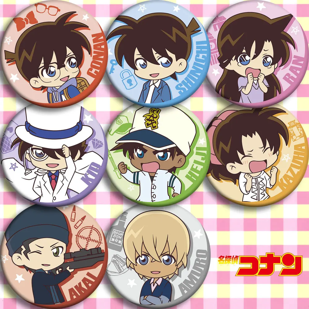 

Japan Anime Detective Conan KID HEIJI Cosplay Badge Cartoon Collection Backpacks Badges Bags Button Brooch Pins gift