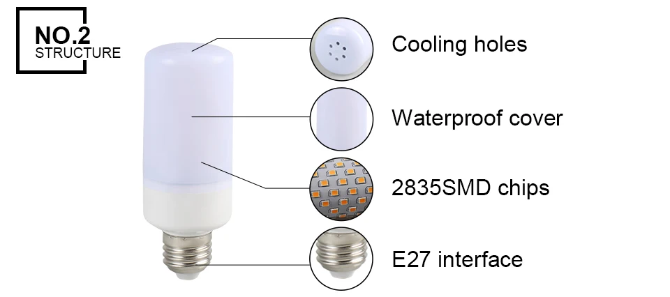 E14 E27 Ampoule LED Flame Effect Bulb 85-265V 3 Modes  (3)