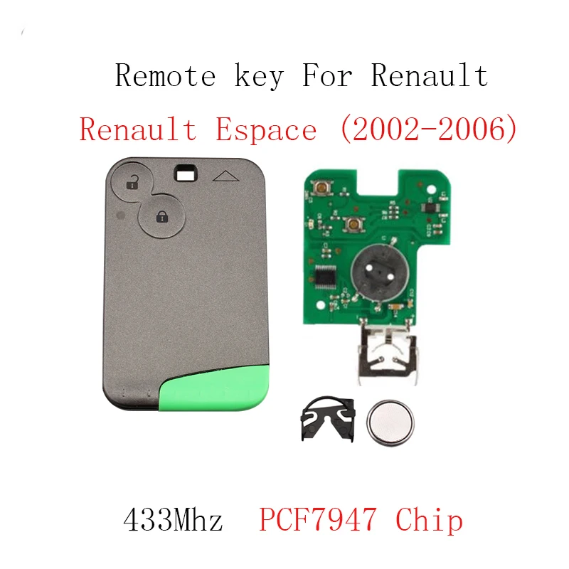 

2Buttons PCF7947 Chip Smart Remote Car Key For Renault Espace 2002 2003 2004 2005 2006 433Mhz Car key