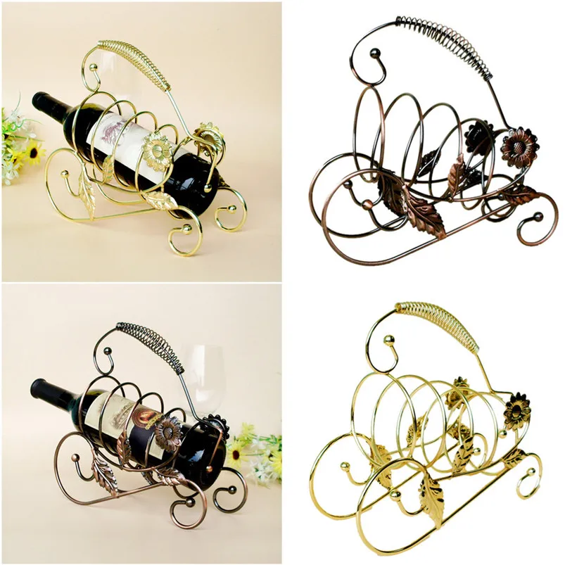 Metal Figurines Wine Rack Stand Home Decoration Bottle Holder Storage Wedding Party Decor Ornament Gift Decoracion Hogar 40JY2804