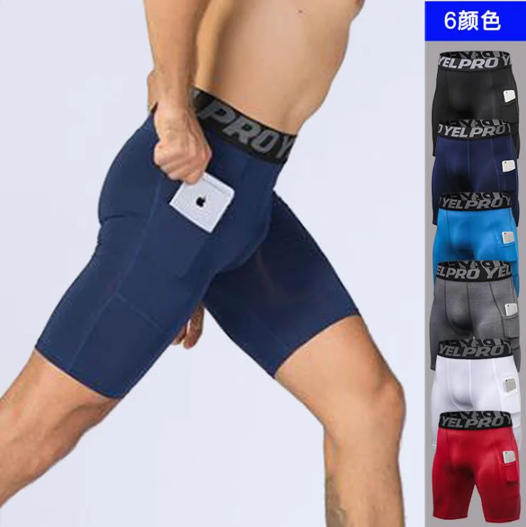 

Brand New Fitness Mens Sportswear Gyms Compression Secure Pocket Shorts Quick Dry Short Pants Athletic Tights Short Bottoms