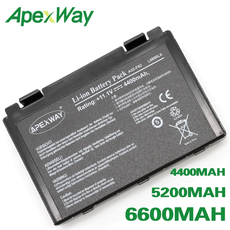 Pаспродажа ApexWay Аккумулятор для ноутбука ASUS A32 F82 A32 F52 k70 p50ij X70ab X70ac X70ij X70ic X8a L0690L6 L0A2016 70NLF1B2000Y 90NLF1BZ000Y