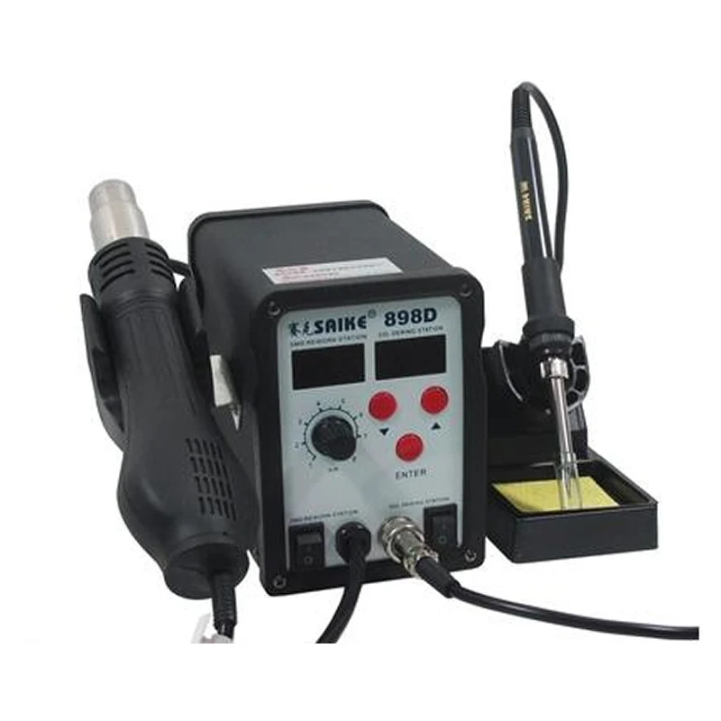 

Dual Display Saike 898D Solder station with hot air gun free tax to RU