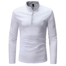 Повседневная осенне-зимняя мужская рубашка Поло, однотонная мужская рубашка поло с длинным рукавом, приталенная Мужская рубашка поло