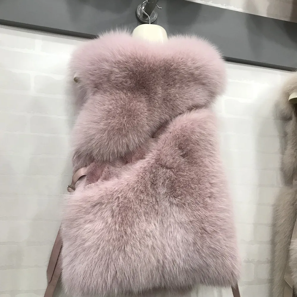 rose Femme Réel Renard Les Pour Veste Naturel Femmes camel De Fourrure En Manteau Cuir Yin noir Gilets Ardoisé kaki Fei Gilet Véritable SzGMVpLqU