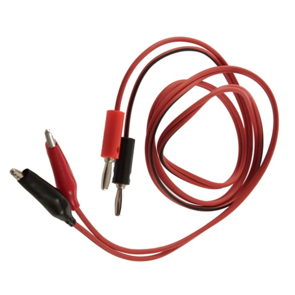 

4mm Injection Banana Plug To Shrouded Copper Electrical Clamp Alligator Clip Test Cable Leads 1M For Testing Probe