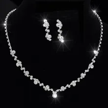 Silver Tone Crystal Tennis Choker Necklace Set Earrings bridal jewelry Wedding Bridesmaid African Jewelry Sets jewelry sets