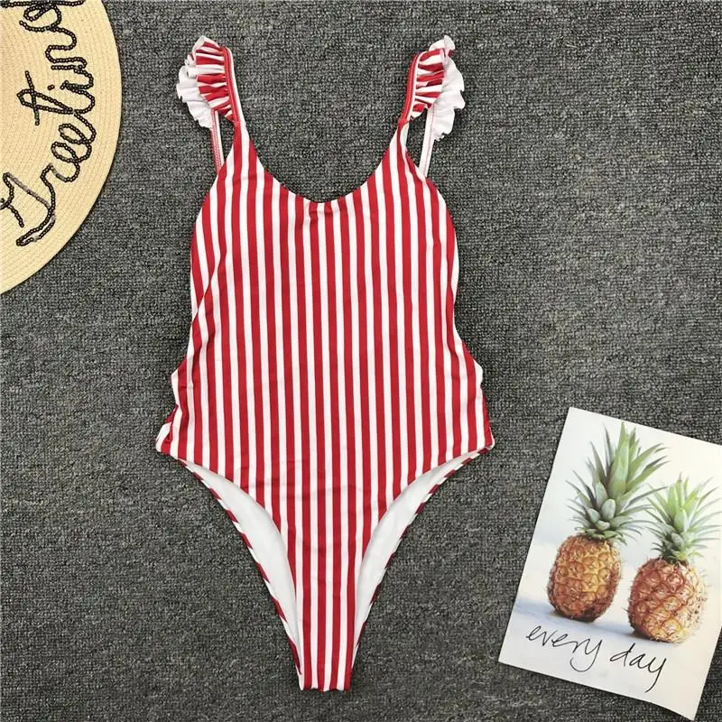 Купальник Misswim с оборками сдельный боди женское бикини в полоску 2019 сексуальный