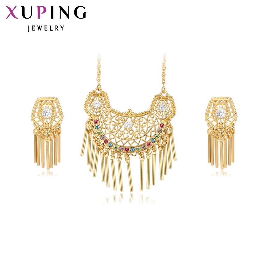 Xuping Мода Великолепный комплект, Новое поступление, очаровательные Для женщин Золотой Цвет покрытием высокое качество большие Наборы свадебных ювелирных изделий 63259