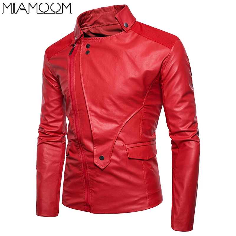 

Men Leather Jackets Jackets and Coats 2019 New Men's Zipper Men's Lapel Leather Coat