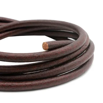 

AaaZee6mm Round Genuine Cow Hide Leather Cord for Bangle Bracelet Making Real Leather Cord Distressed Brown 1 Yard RLG6M292