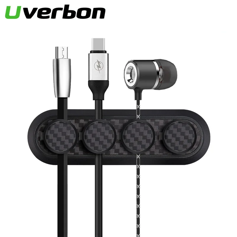 

Cable Organizer Carbon Fiber USB Cable Winder Flexible Cable Management Clips Cable Holder For Mouse Headphone Earphone