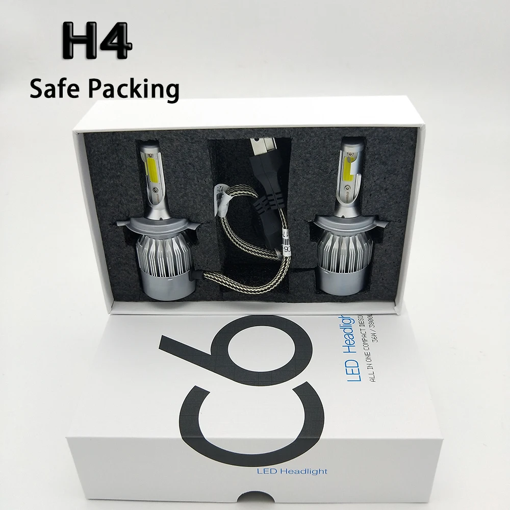 2 шт. C6 автомобильные H4/9003/HB2 Hi/Lo Двухцветные светодиодные лампы для фар H1 H3 H7 H8/H11