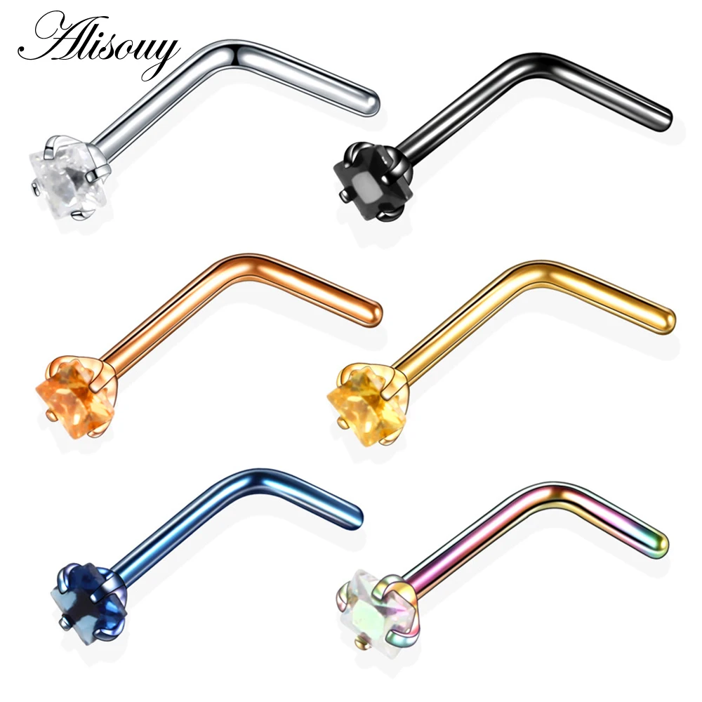 Alisouy – Piercing en titane pour narines, 1 pièce, bijou carré, Piercing pour le nez, anneaux Sexy pour le corps