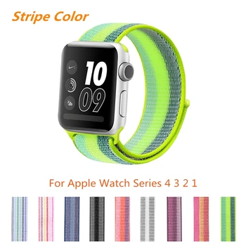 

Sport Loop Stripe Strap For Apple Watch Band 4 44mm 42mm 3 2 1 iWatch Band 40mm 38mm Correa Nylon Wrist Bracelet Watchbands