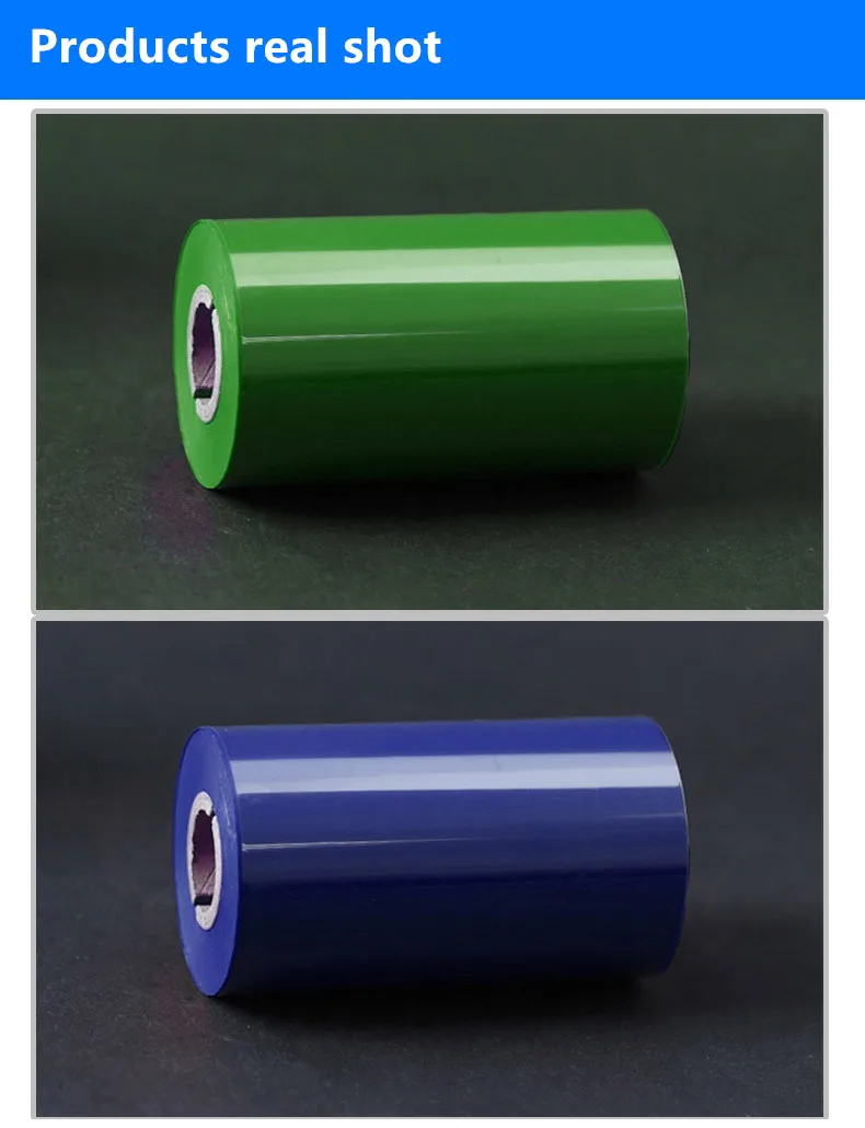 Description Picture 3 of item50 60 70 80 90 100 100mm *300m Blue Red Green Color Wax Ribbon Thermal Transfer Ribbon for Label Printer