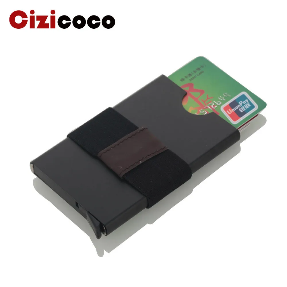 

Men Aluminum Wallet With Back Pocket ID Card Holder RFID Blocking Mini Slim Metal Wallet Automatic Pop up Credit Card holder