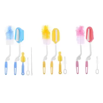 

2018 3/4/5pcs/set Baby Bottle Brush Nipple Brush 360-degree Rotating Head Cleaning Sponge Cup Brush Kit for 3 Choose
