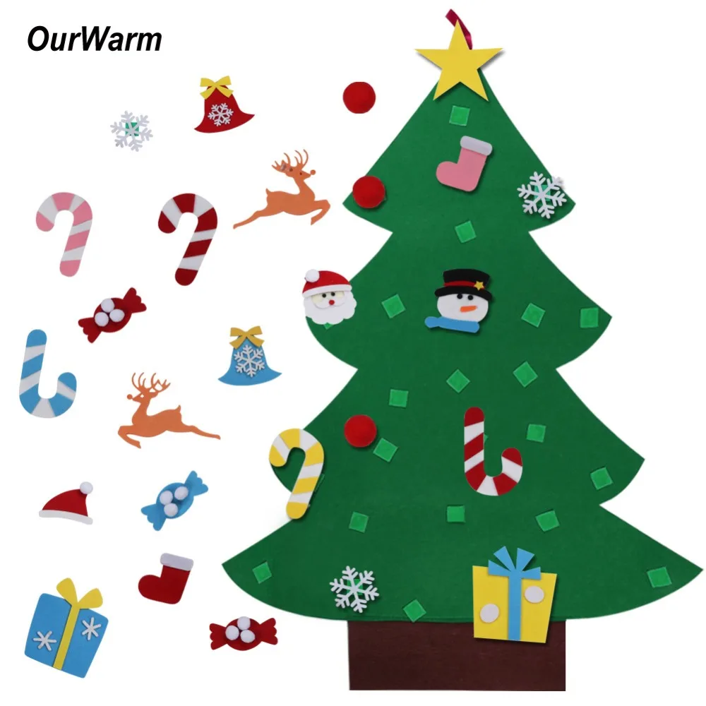 

OurWarm Felt Christmas Tree with Ornaments 2019 Toddler New Year Toys DIY Craft Artificial Tree Christmas Decorations for Home
