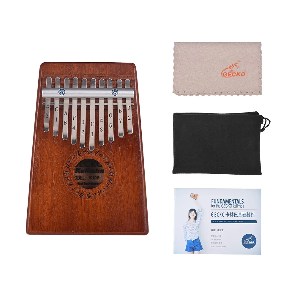 GECKOK10SPortable10KeyThumbPianoKalimbaMbiraMahoganyWoodwith
