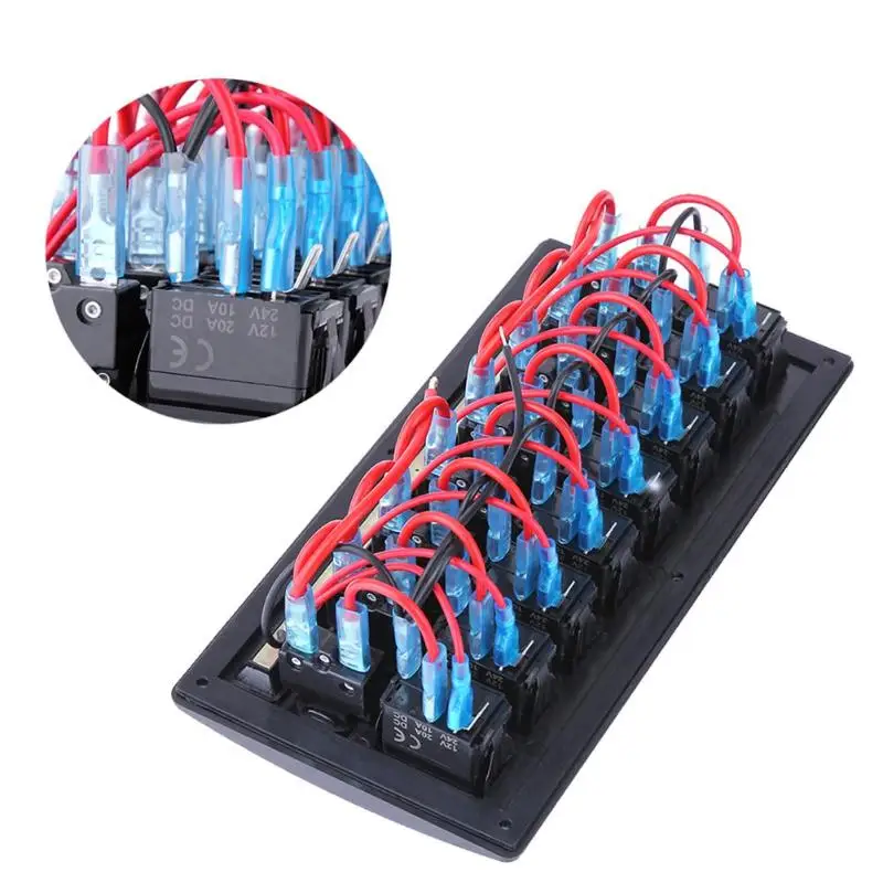 

Waterproof 8 Gang Switch Panel 12V/24V Car Auto Boat Marine Yacht Red Led Light ON/OFF Rocker Switch Panel Circuit Breaker