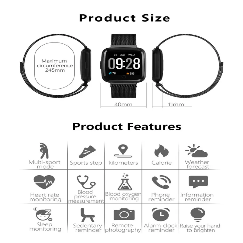 

y7 Bluetooth Blood Pressure smart Watch Men Women Stainless Steel Waterproof Wearable Smartwatch Bracelet for xiaomi for iphone