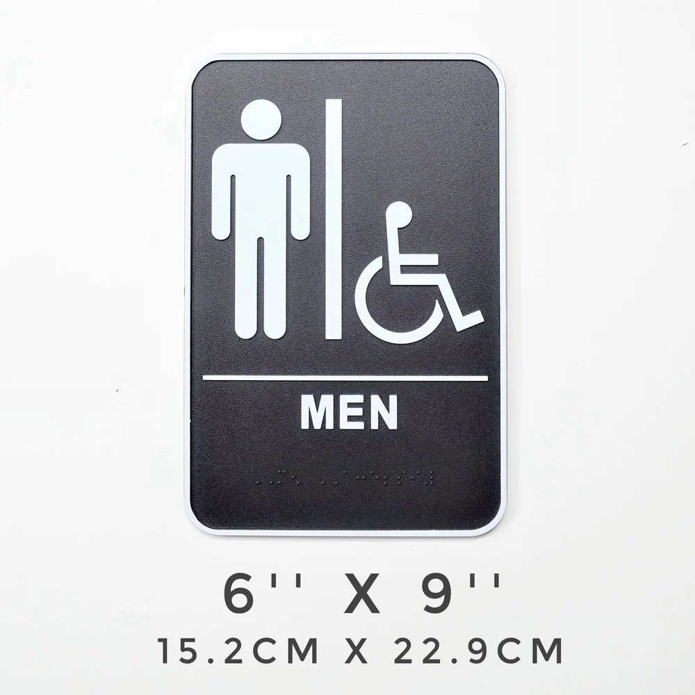 6 &quotX 9&quot знак уборной для мужчин с брайлем 152 мм X 229 унитаза WC стены ванной комнаты