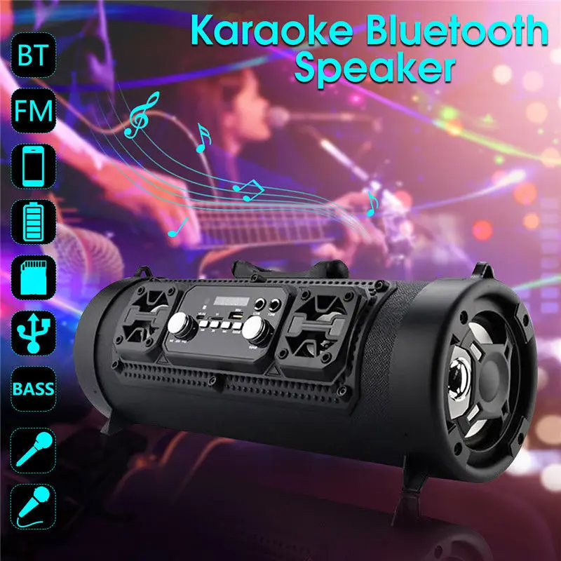 

MKUYT Outdoor Portable Bluetooth Speaker 15W Heavy Bass Multi Function TF U disk Card Slot Microphone Sound Tide for Smartphones