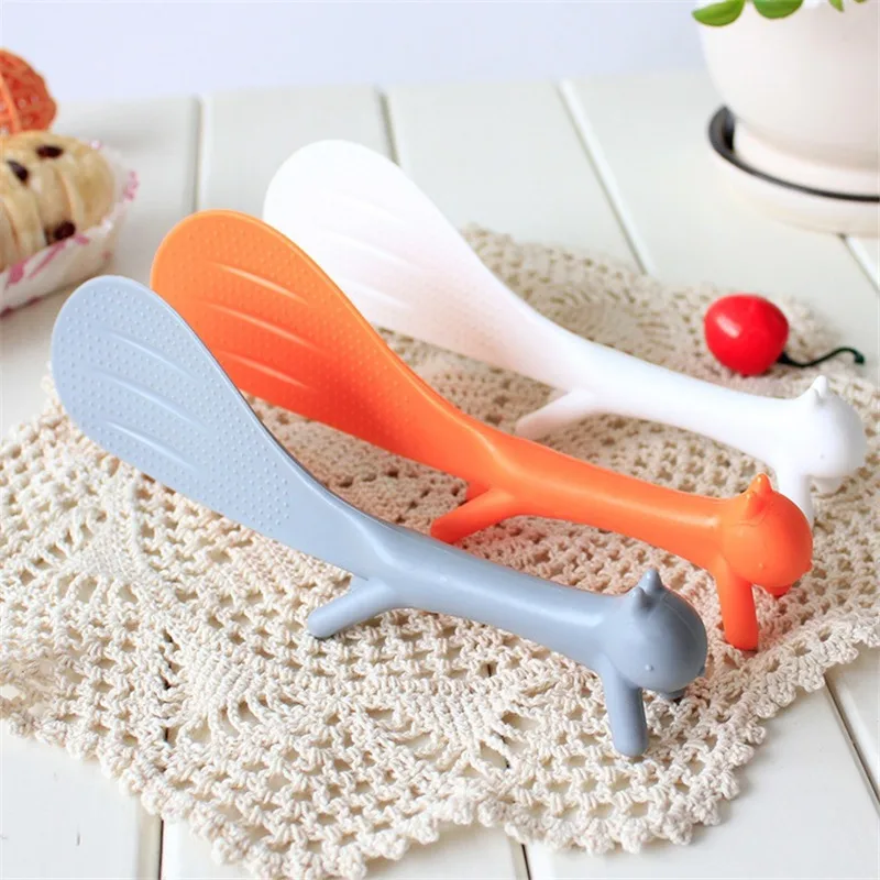 

1pc Tablespoons Rice Paddle Meal Spoon Cute Squirrel Shaped Ladle Non Stick Rice Spoon Kitchen tools Dropshipping