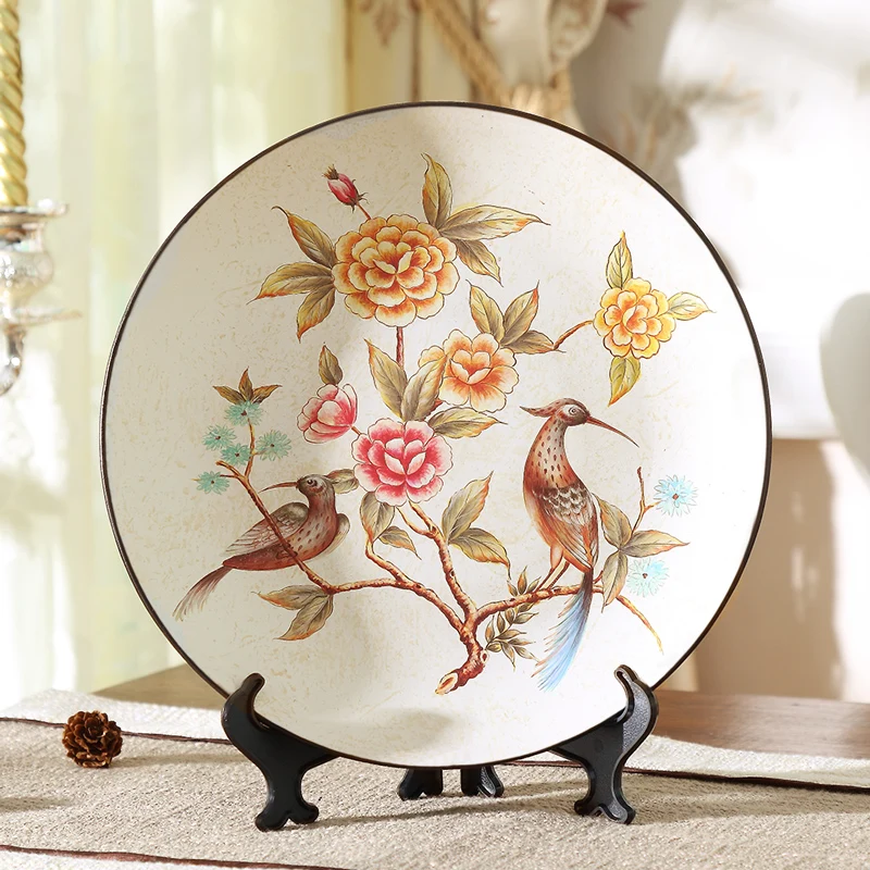 

Delicate Home Furnishing Creative Desktop Peacock Plate Living Room Office Ornaments Disc Ceramic Decoration Crafts
