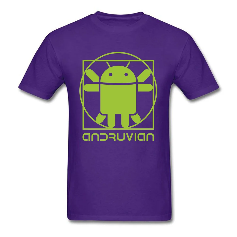  Men T Shirts Vitruvian Droid (green) Unique Tops T Shirt 100% Cotton O Neck Short Sleeve Casual Tops Tees Lovers Day Vitruvian Droid (green) purple