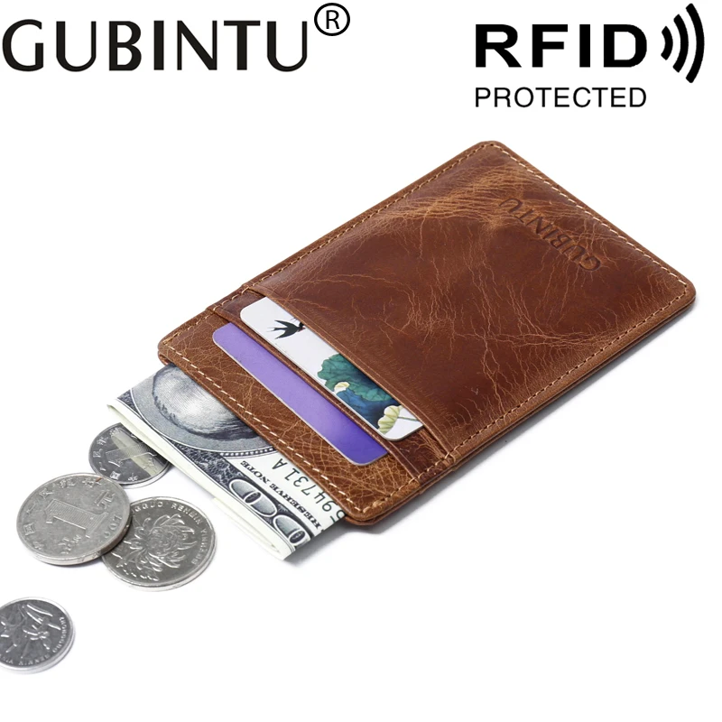 

Minimalist Geniune Leather Rfid For Male Men Wallet Porte Carte Business ID Bank Credit Card Holder Case Purse Bag Cardholder