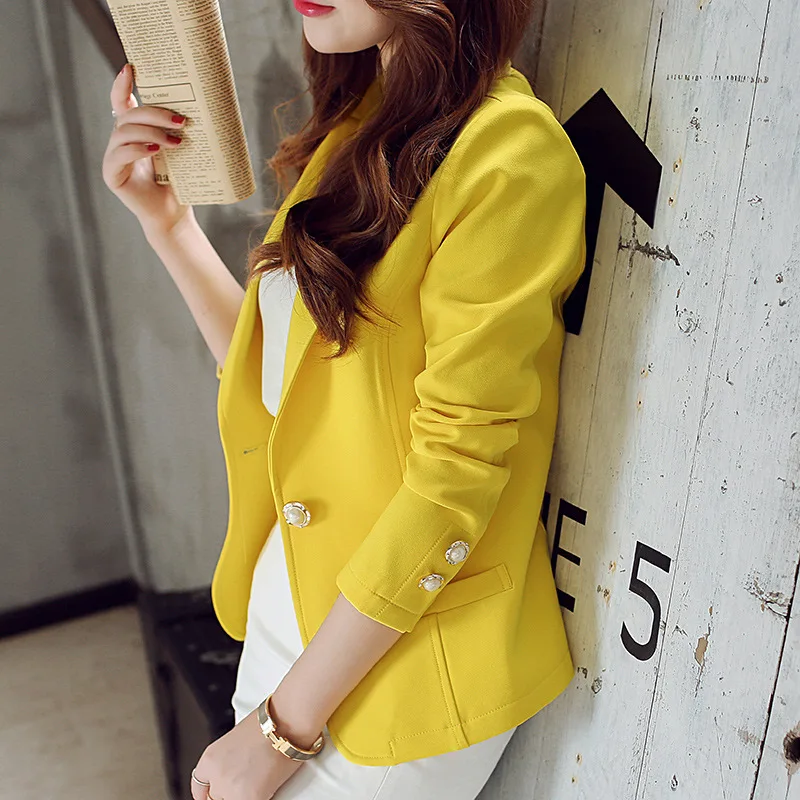 Women Jackets 2018 Spring Autumn Coats Formal Work Coat Office Lady Fashion Leisure Slim Jacket Long Sleeve Tops Yellow Suit Women Jackets 2018 Spring Autumn Coats Formal Work Coat Office Lady Fashion Leisure Slim Jacket Long Sleeve Tops Yellow Suit