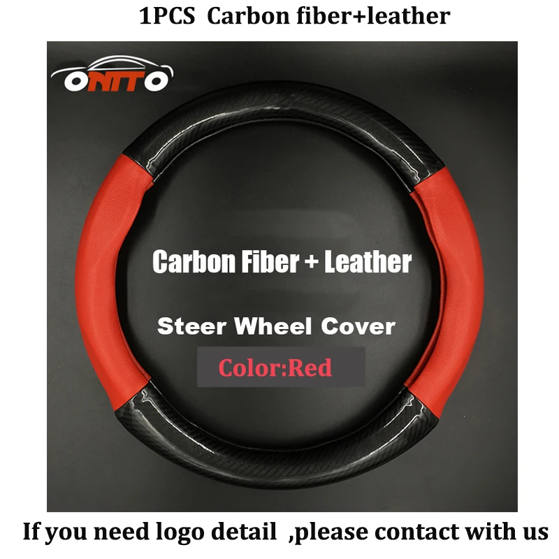 380MM Car Steer Wheel Cover Steering Wheel hubs Carbon Fiber& Leather