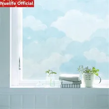 Голубое небо и белые облака узор пленка «замороженное стекло» гостиная спальня ванная комната непрозрачная Взрывозащищенная Солнцезащитная пленка
