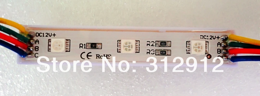 Водонепроницаемый 5050 RGB светодиодный модуль; DC12V вход переменного тока, 20 штук нитке