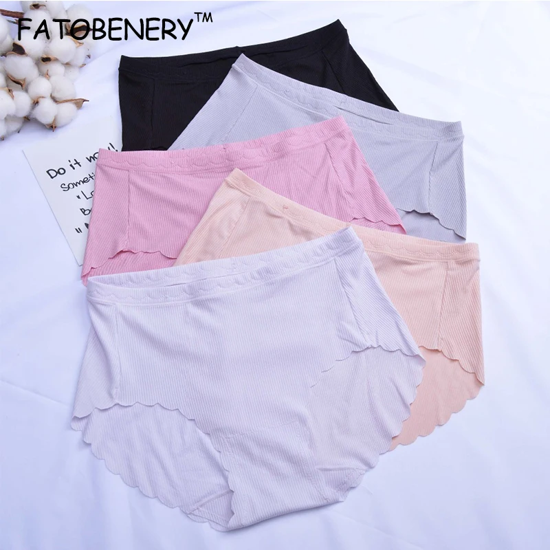 4PCS Underwear Women String Panties Ribbed Spinning Cotton Fabric Ultra