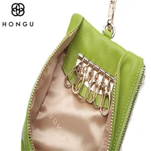 Hongu дамы маленькая сумочка из яловой кожи Ключи бумажник портмоне для Для женщин сумка Card Holder дизайнер кошелек известный бренд синий