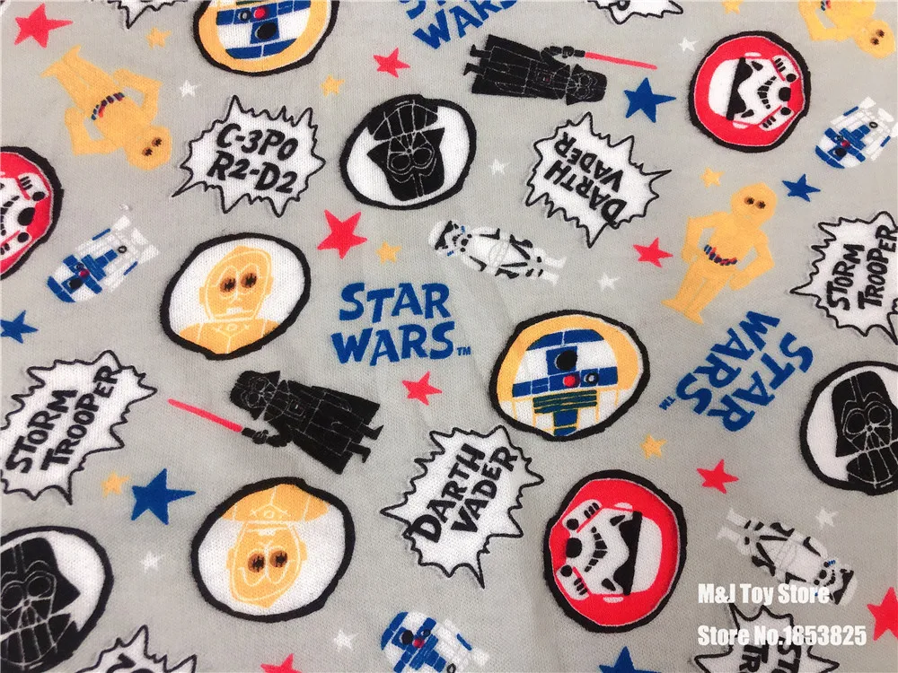50*198 см мультфильм Звездные войны эластичность вязанная хлопковая ткань для шитья «сделай сам» Лоскутная работа мальчик рубашки Ночная рубашка с шапочкой