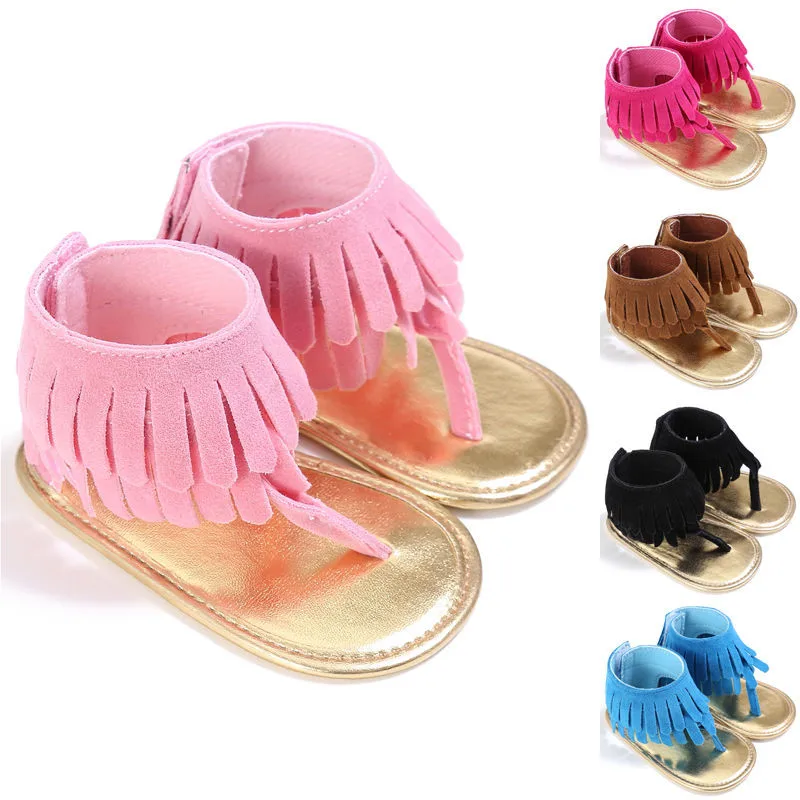 Стильные милые летние сандалии для маленьких девочек; повседневная обувь с кисточками для маленьких принцесс на мягкой подошве; одна пара