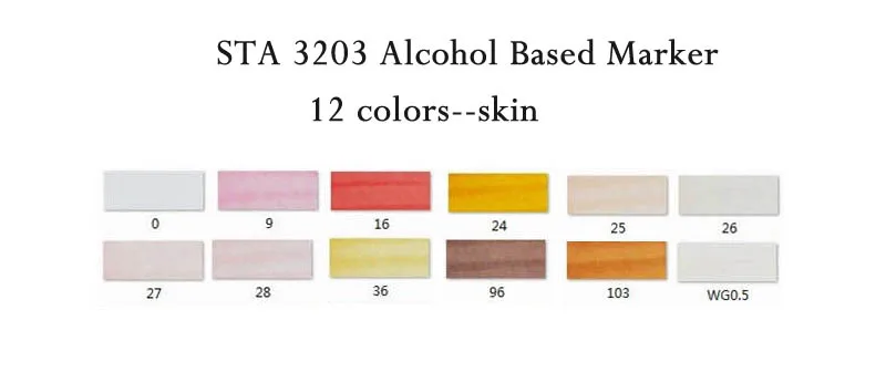 STA профессиональные художественные маркеры с двойной головкой на спиртовой основе, маркеры для рисования, ручка для рисования, аниме, интерьер, ландшафтное строительство, дизайн 3203 - Цвет: 12 Skin Colors