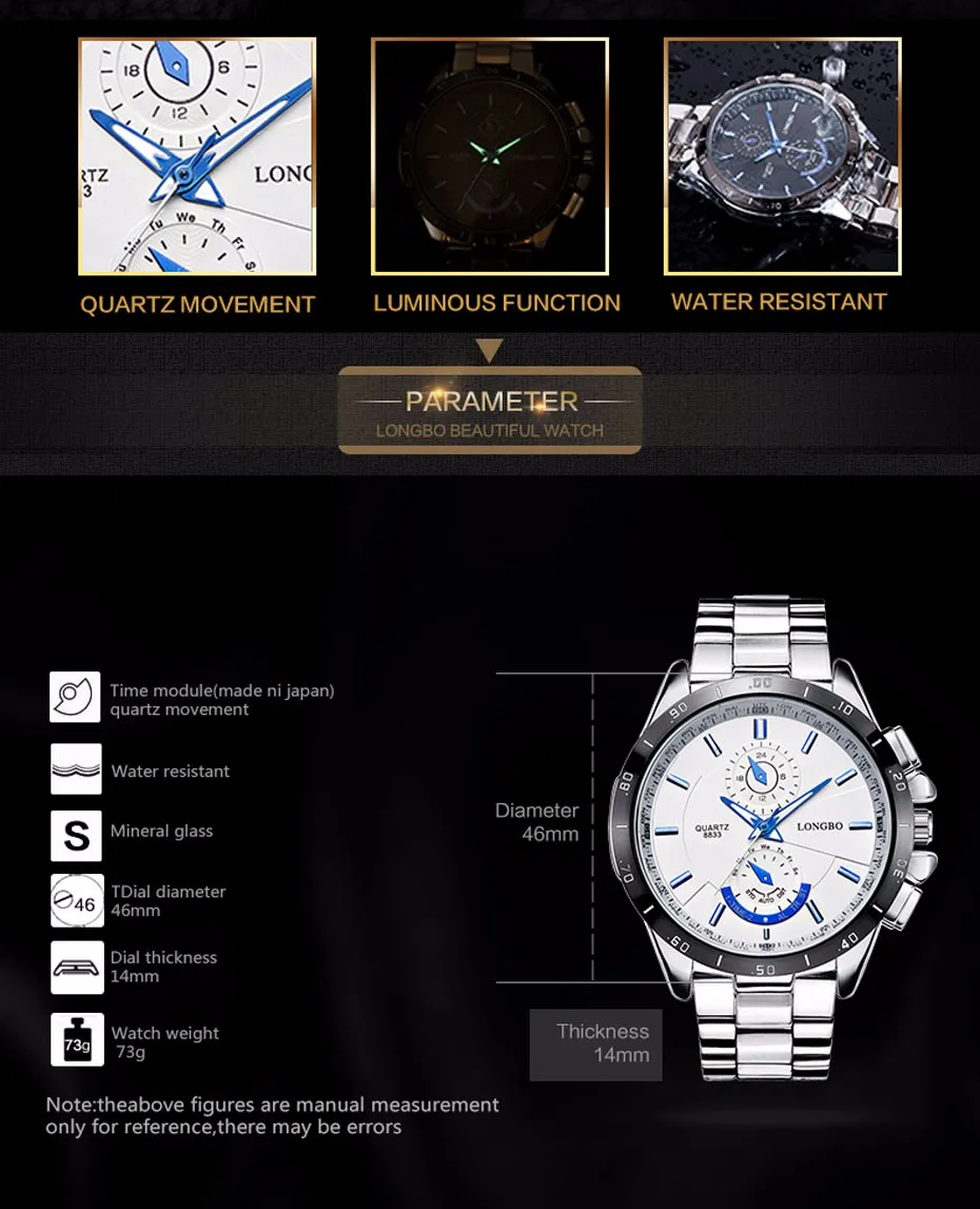 waterproof quartz watch