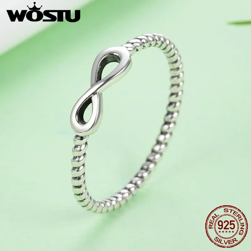 WOSTU Аутентичные 100% стерлингового серебра 925 пробы Бесконечность любовь кольца