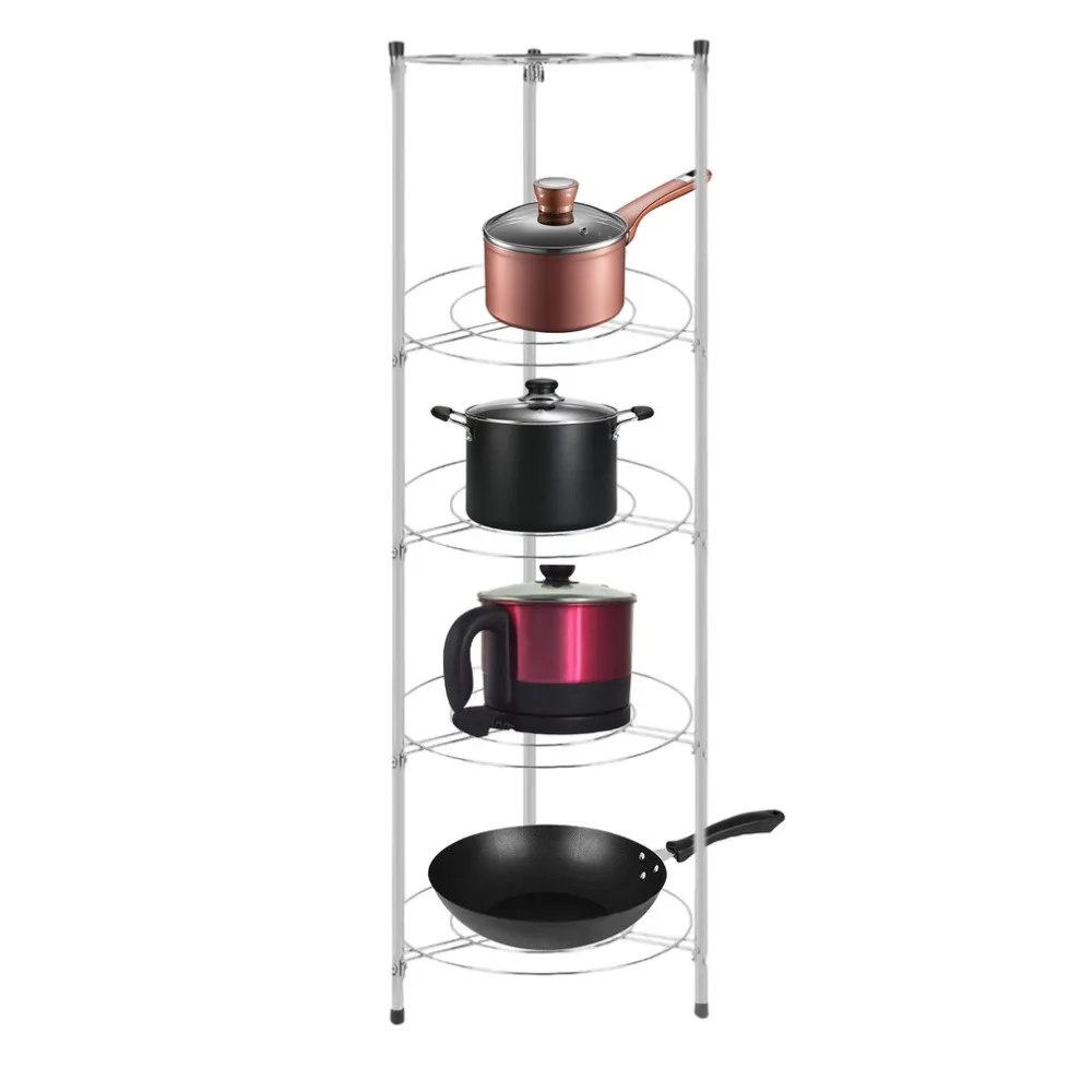Five Tiers Pan Stand Saucepan Pot Rack Holder Display Iron Kitchenware