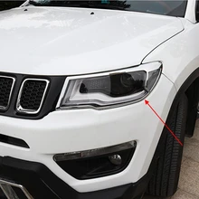 Автомобильный дизайн ABS Chrome фара передняя крышка свет лампы Газа планки украшения 2 шт. для Jeep Компасы второго поколения 2017 2018