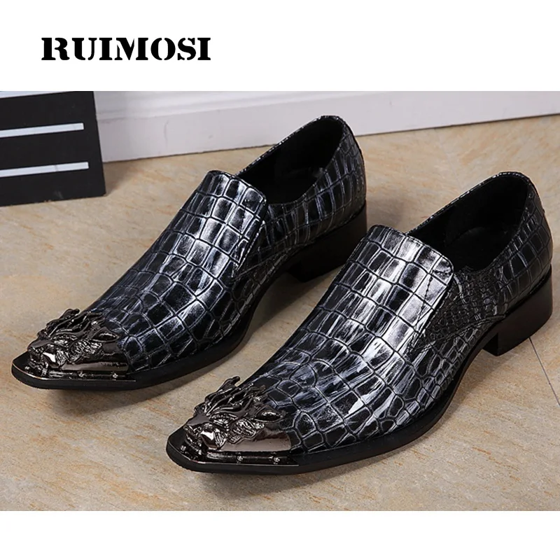 

RUIMOSI Plus Size Luxury British Designer Man Loafer Shoes Genuine Leather Pointed Toe Club Dance Men's Punk Rocker Flats IK41