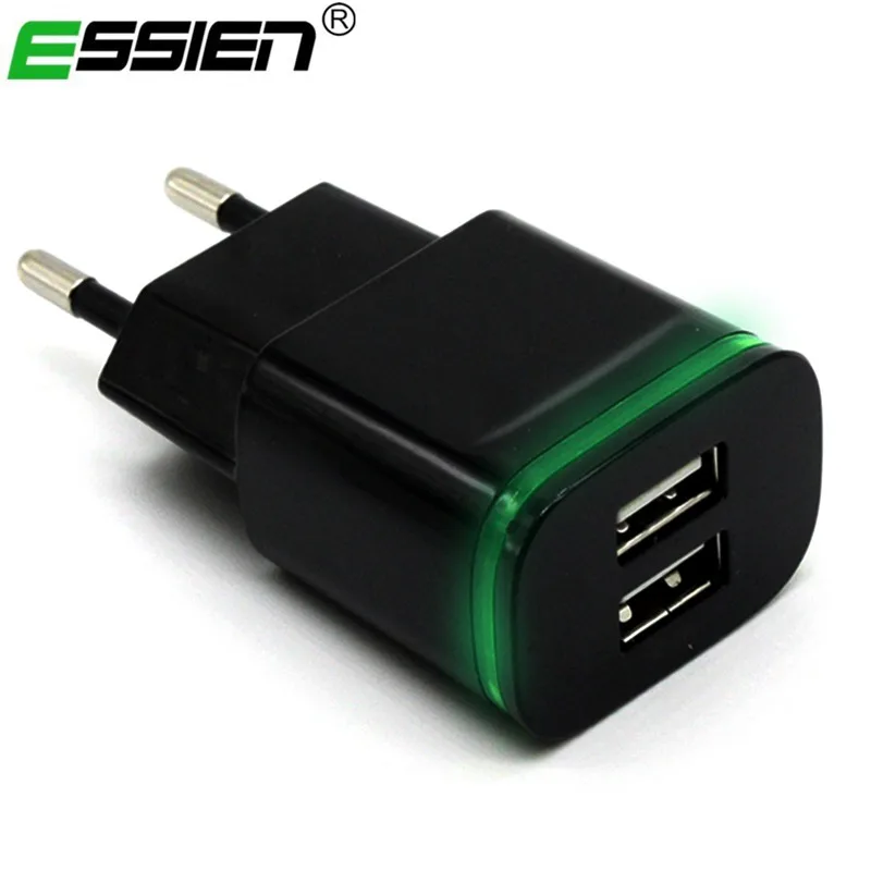 

Essien LED USB charger Wall charger Dual usb charger charging for phone for Iphone X 8 fast charger 5V/2.1A for Samsung note 8 9