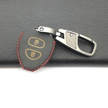 

For TOYOTA Corolla Hilux Vitz Rav4 Aqua Camry Fashion Men 2 Buttons 100% Leather Key Case Shell Cover Protect Shell