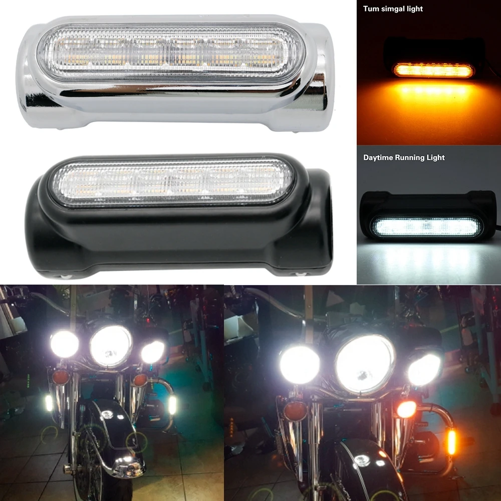 

For Victory Crash Bars Motorcycle Highway Bar Switchback Driving Light LED White turn Amber for motor Davidson Touring Bikes