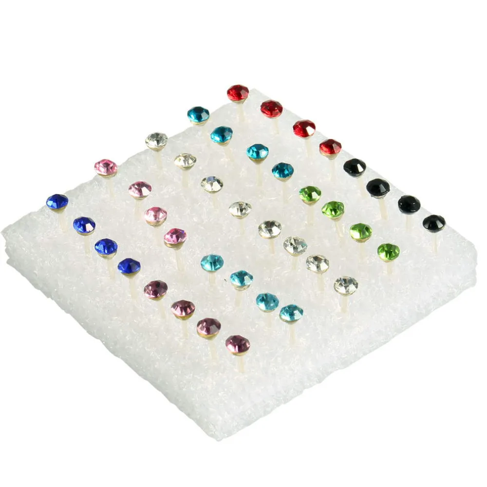 NewHot Selling 20 Pairs/Set 5mm Mixed color Crystal Ear Studs Earrings Big Sale! colorful top quality